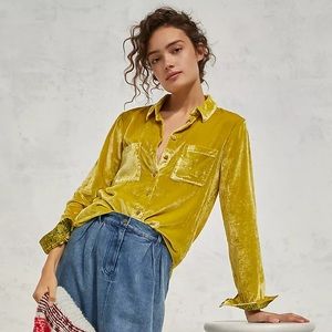 Pilcro Mara Relaxed Velvet Buttondown